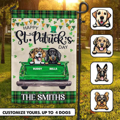 Happy St Patrick's Day Dog Personalized Garden Flag, St Patrick's Day Gift for Dog Lovers, Dog Dad, Dog Mom - GA054PS02 - BMGifts