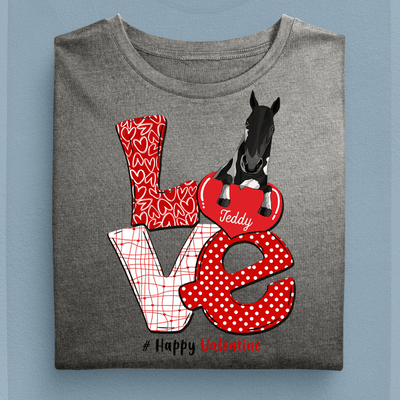 Happy Valentine Horse Personalized Shirt, Personalized Valentine Gift for Horse Lovers - TS538PS01 - BMGifts