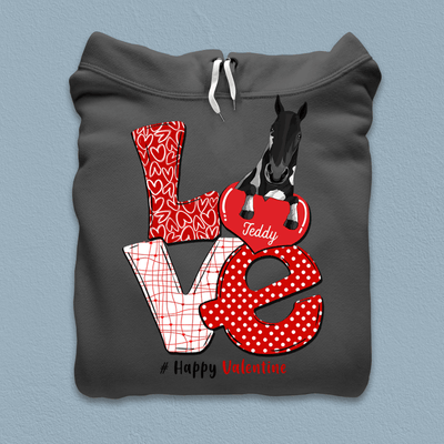 Happy Valentine Horse Personalized Shirt, Personalized Valentine Gift for Horse Lovers - TS538PS01 - BMGifts