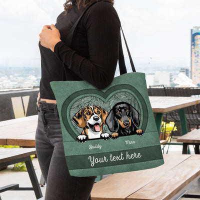 Heart Shape Colorful Dog Personalized All Over Tote Bag, Personalized Gift for Dog Lovers, Dog Dad, Dog Mom - TO150PS02 - BMGifts