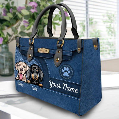 Heart Shape Dog Personalized Leather Handbag, Personalized Gift for Dog Lovers, Dog Dad, Dog Mom - LD076PS02 - BMGifts