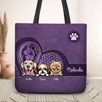 Heart Shape Dog Personalized Totebag, Personalized Gift for Dog Lovers, Dog Dad, Dog Mom - TO506PS06 - BMGifts