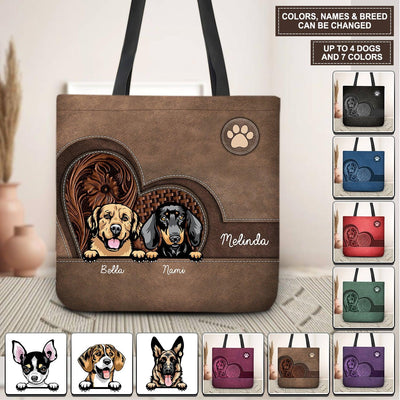 Heart Shape Dog Personalized Totebag, Personalized Gift for Dog Lovers, Dog Dad, Dog Mom - TO506PS06 - BMGifts