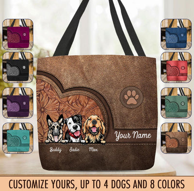 Heart Shape Dog Personalized Totebag, Personalized Gift for Dog Lovers, Dog Dad, Dog Mom - TO507PS06 - BMGifts