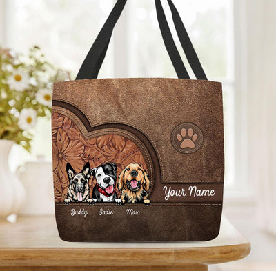 Heart Shape Dog Personalized Totebag, Personalized Gift for Dog Lovers, Dog Dad, Dog Mom - TO507PS06 - BMGifts