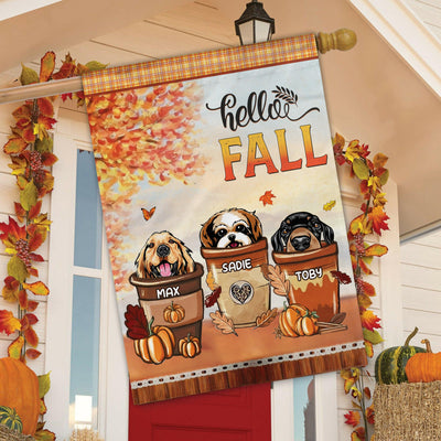 Hello Fall Dog Personalized Garden Flag, Personalized Gift for Dog Lovers, Dog Dad, Dog Mom - GA049PS02 - BMGifts