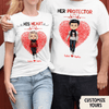 His Heart Her Protector Couple Personalized Couple T-shirts, Valentine Gift for Couples, Husband, Wife, Parents, Lovers - SS006PS02 - BMGifts