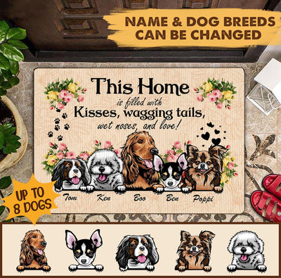Home Filled With Dogs Personalized Doormat, Personalized Gift for Dog Lovers, Dog Dad, Dog Mom - DM010PSre - BMGifts