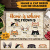 Home Is Where Cats Personalized Doormat, Personalized Gift for Cat Lovers, Cat Mom, Cat Dad - DM013PS - BMGifts