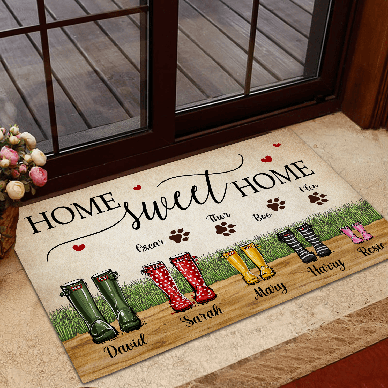 Home Sweet Home Dog Personalized Doormat, Personalized Gift for Dog Lovers, Dog Dad, Dog Mom - DM073PS01 - BMGifts