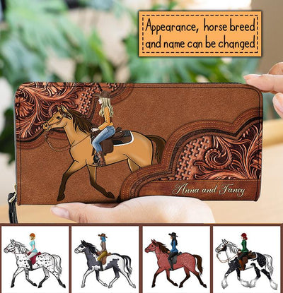 Horse Lady Personalized Clutch Purse, Personalized Gift for Horse Lovers - PU022PS01 - BMGifts