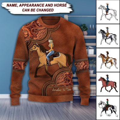 Horse Personalized Knitted Sweater, Personalized Gift for Horse Lovers - KN013PS05 - BMGifts (formerly Best Memorial Gifts)