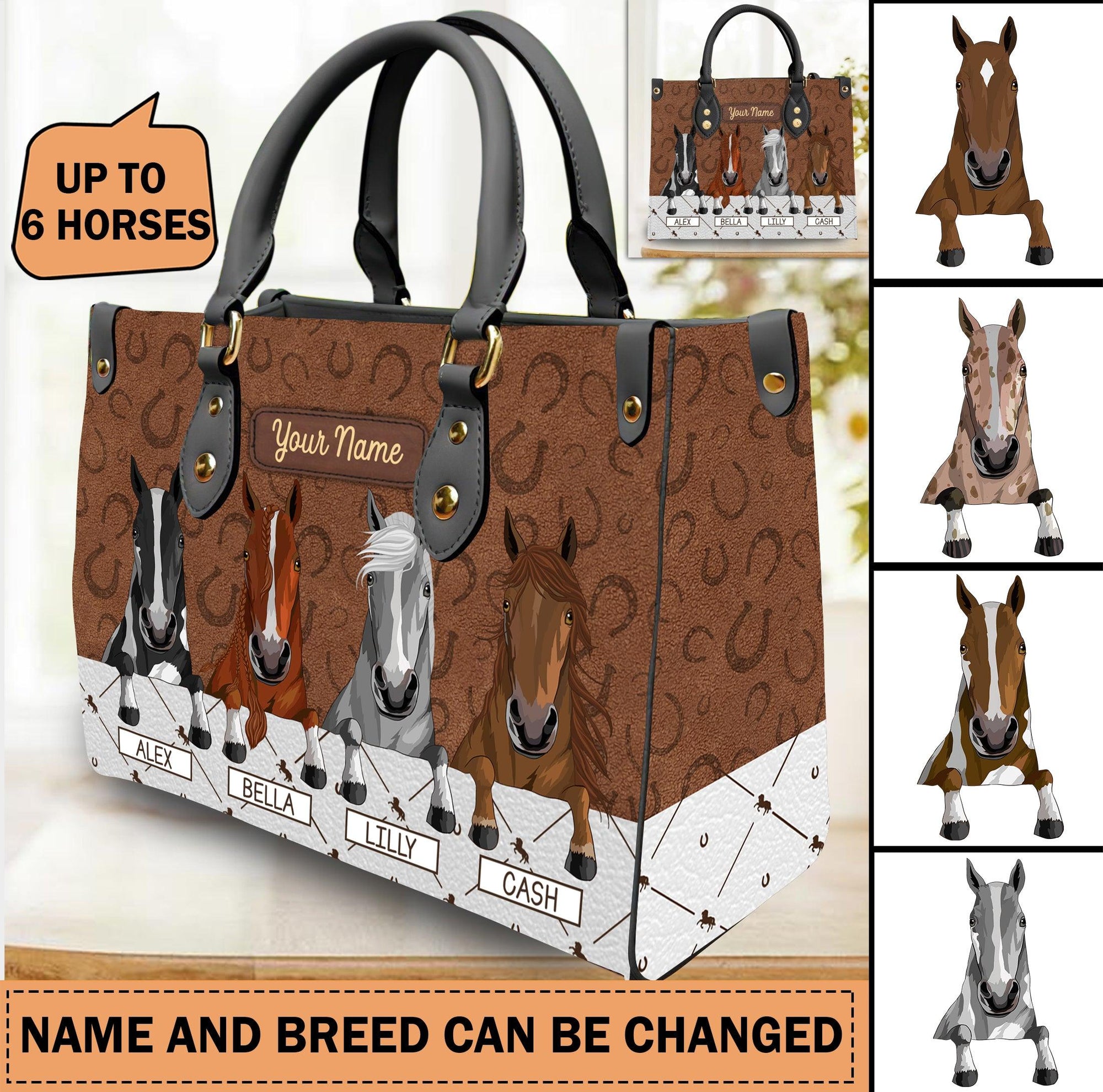 Horse Personalized Leather Handbag, Personalized Gift for Horse Lovers - LD049PS05 - BMGifts
