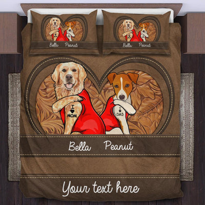 I Love Mom Dog Personalized Bedding Set, Personalized Gift for Dog Lovers, Dog Dad, Dog Mom - BD106PS01 - BMGifts