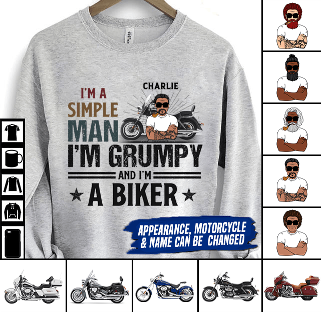 I'm A Simple Motorcycle Personalized Shirt, Personalized Gift for Motorcycle Lovers, Motorcycle Riders - TS105PS02 - BMGifts (formerly Best Memorial Gifts)