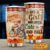 Just A Girl Who Loves Cats And Fall Personalized Tumbler, Personalized Gift for Cat Lovers, Cat Mom, Cat Dad - TB045PS - BMGifts