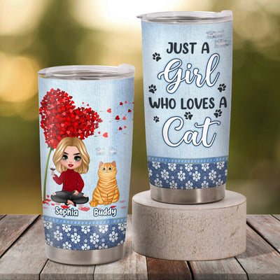 Just A Girl Who Loves Cats Cat Personalized Tumbler, Mother’s Day Gift for Cat Lovers, Cat Mom, Cat Dad - TB112PS02 - BMGifts
