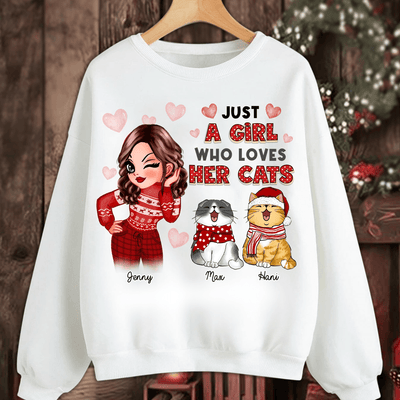 Just A Girl Who Loves Her Cats Cat Personalized Shirt, Personalized Gift for Cat Lovers, Cat Dad, Cat Mom - TS474PS01 - BMGifts