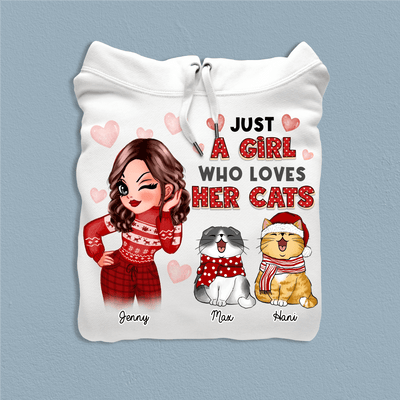 Just A Girl Who Loves Her Cats Cat Personalized Shirt, Personalized Gift for Cat Lovers, Cat Dad, Cat Mom - TS474PS01 - BMGifts
