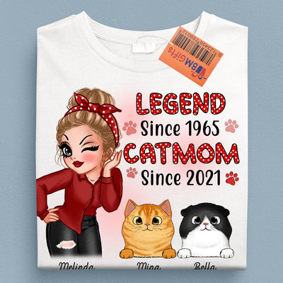 Legend Cat Mom Dog Personalized Shirt, Personalized Gift for Cat Lovers, Cat Dad, Cat Mom - TS563PS01 - BMGifts