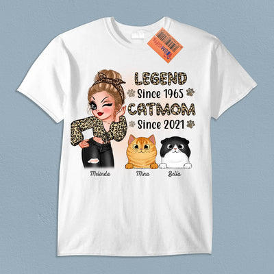 Legend Cat Mom Dog Personalized Shirt, Personalized Gift for Cat Lovers, Cat Dad, Cat Mom - TS563PS01 - BMGifts