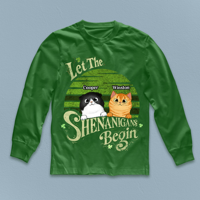 Let The Shenanigans Begin Cat Personalized Shirt, St Patrick's Day Gift for Cat Lovers, Cat Mom, Cat Dad - TS620PS02 - BMGifts