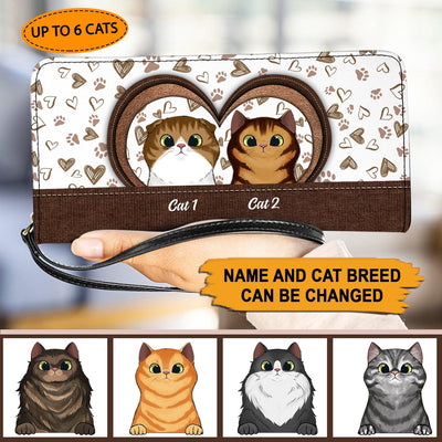 Lovely Cat Personalized Clutch Purse, Personalized Gift for Cat Lovers, Cat Mom, Cat Dad - PU012PS08 - BMGifts