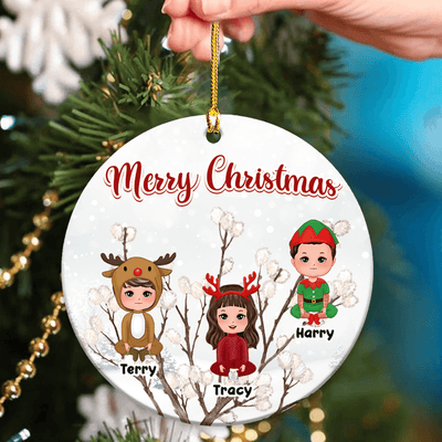 Merry Christmas Grandma Personalized Round Ornament, Christmas Gift for Nana, Grandma, Grandmother, Grandparents - RO086PS02 - BMGifts