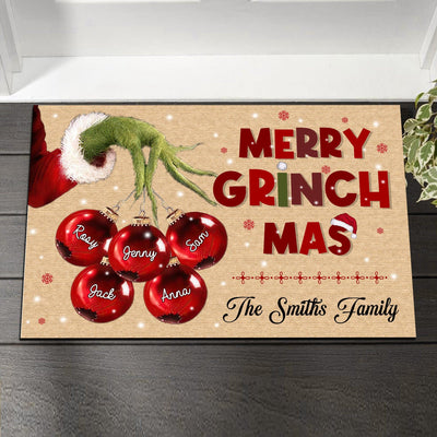Merry Grinch Mas Family Personalized Doormat, Personalized Gift for Family - DM074PS01 - BMGifts