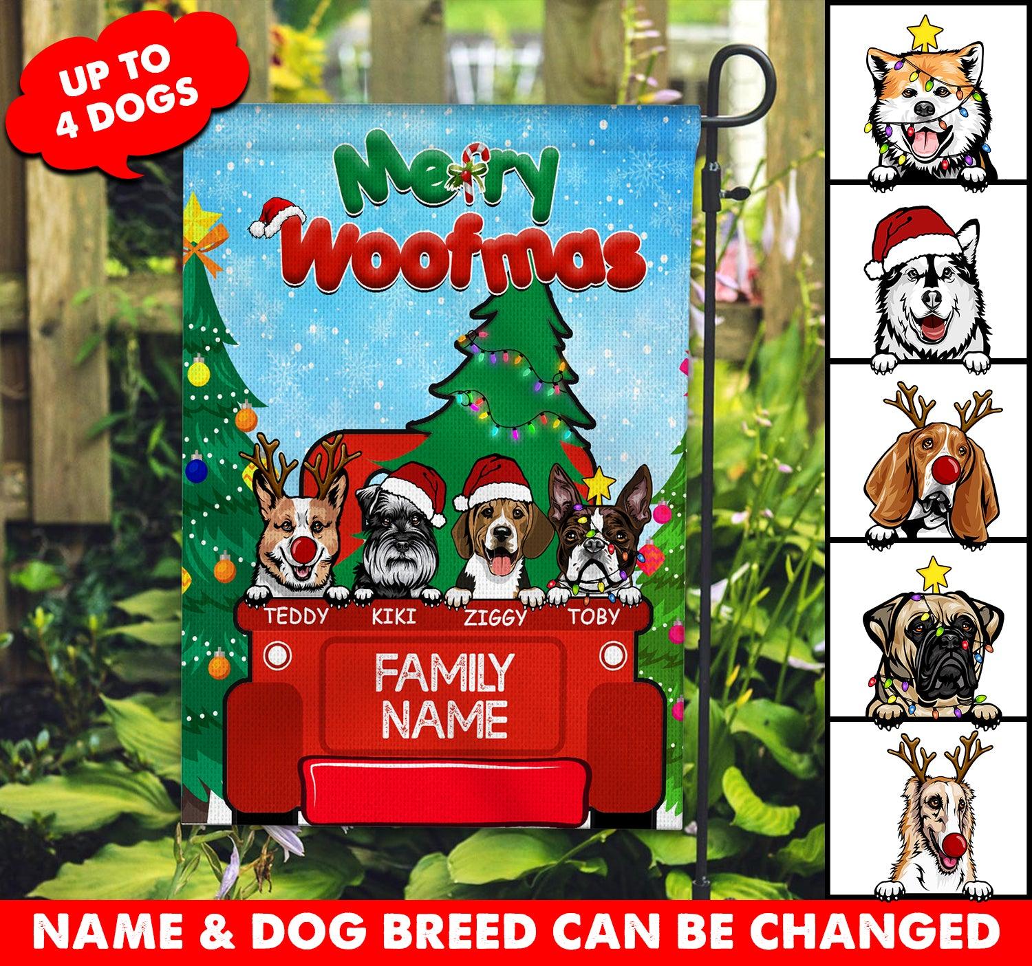 Moewy Woofmas Dog Personalized Flag, Personalized Gift for Dog Lovers, Dog Dad, Dog Mom - GA002PS05 - BMGifts