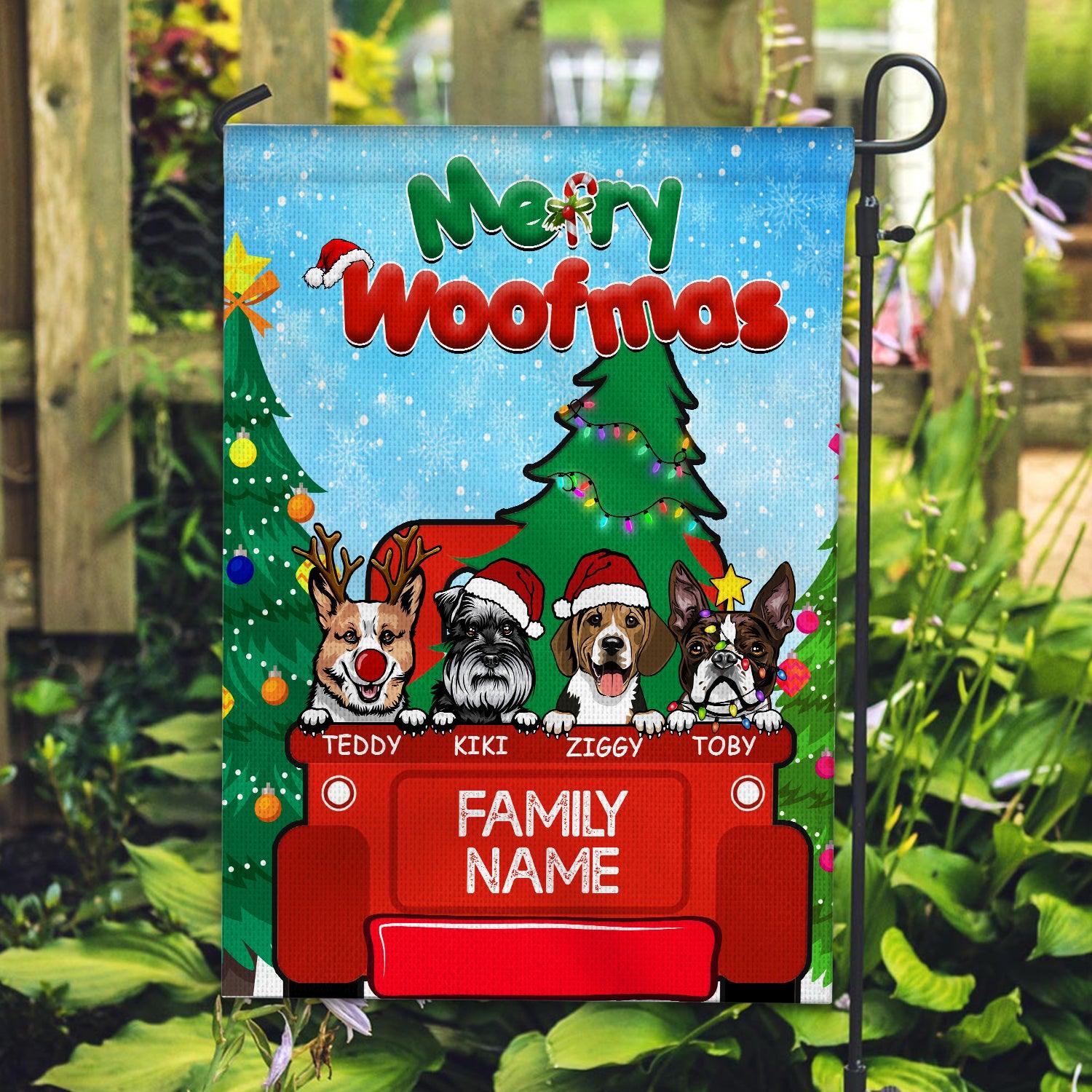 Moewy Woofmas Dog Personalized Flag, Personalized Gift for Dog Lovers, Dog Dad, Dog Mom - GA002PS05 - BMGifts