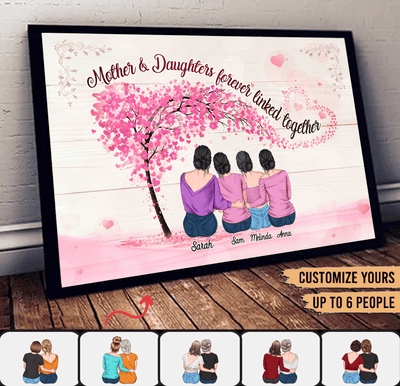 Mother And Daughters Forever Linked Together Mother Personalized Poster, Mother’s Day Gift for Mom, Mama, Parents, Mother, Grandmother - PT032PS02 - BMGifts