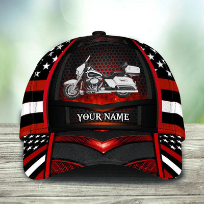 Motorcycle Black Red Personalized Cap, Personalized Gift for Motorcycle Lovers, Motorcycle Riders - CP301PS08 - BMGifts