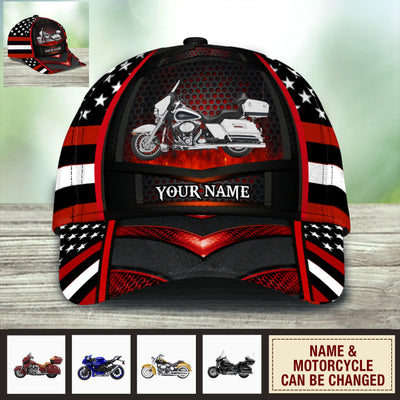 Motorcycle Black Red Personalized Cap, Personalized Gift for Motorcycle Lovers, Motorcycle Riders - CP301PS08 - BMGifts