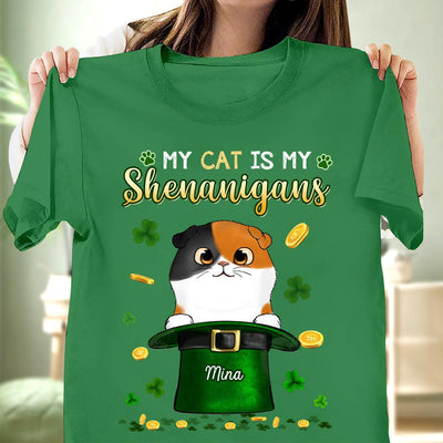My Cats Are My Shenanigans Cat Personalized Shirt, Personalized St Patrick's Day Gift for Cat Lovers, Cat Dad, Cat Mom - TS643PS01 - BMGifts