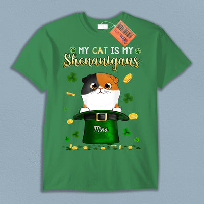 My Cats Are My Shenanigans Cat Personalized Shirt, Personalized St Patrick's Day Gift for Cat Lovers, Cat Dad, Cat Mom - TS643PS01 - BMGifts