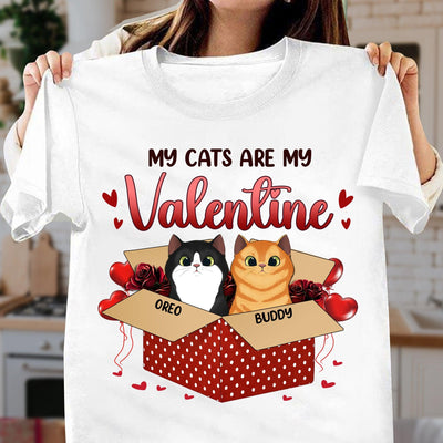 My Cats Are My Valentine Cat Personalized Shirt, Valentine Gift For Cat Lovers, Cat Dad, Cat Mom - TS025PS12 - BMGifts