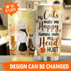My Cats Make Me Happy Personalized Tumbler, Personalized Gift for Cat Lovers, Cat Mom, Cat Dad - TB035PS - BMGifts