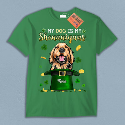 My Dogs Are My Shenanigans Dog Personalized Shirt, Personalized St Patrick's Day Gift for Dog Lovers, Dog Dad, Dog Mom - TS644PS01 - BMGifts