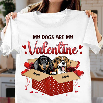 My Dogs Are My Valentine Dog Personalized Shirt, Valentine Gift For Dog Lovers, Dog Dad, Dog Mom - TS029PS12 - BMGifts