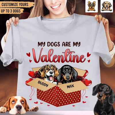 My Dogs Are My Valentine Dog Personalized Shirt, , Valentine Gift for Dog Lovers, Dog Dad, Dog Mom - TS573PS02 - BMGifts