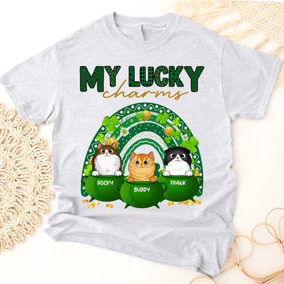 My Lucky Charms Cat Personalized Shirt, St Patrick's Day Gift for Cat Lovers, Cat Mom, Cat Dad - TS606PS02 - BMGifts