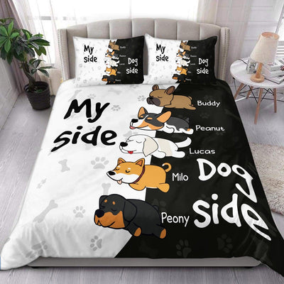 My Side Dog Side Personalized Bedding Set, Personalized Gift for Dog Lovers, Dog Dad, Dog Mom - BD063PS05re - BMGifts