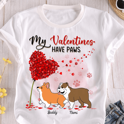 My Valentines Have Paws Dog Personalized Shirt, Personalized Valentine Gift for Dog Lovers, Dog Dad, Dog Mom - TS536PS01 - BMGifts