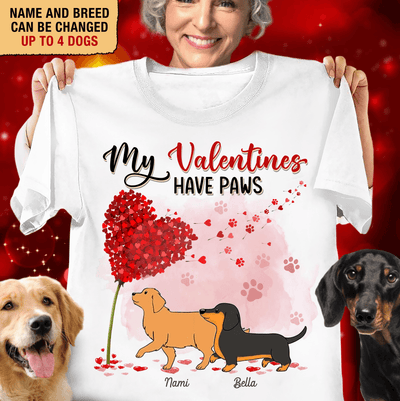 My Valentines Have Paws Dog Personalized Shirt, Personalized Valentine Gift for Dog Lovers, Dog Dad, Dog Mom - TS536PS01 - BMGifts