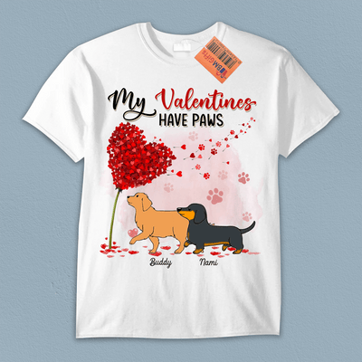 My Valentines Have Paws Dog Personalized Shirt, Personalized Valentine Gift for Dog Lovers, Dog Dad, Dog Mom - TS536PS01 - BMGifts