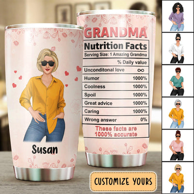 Nutrition Fact Grandma Personalized Tumbler, Mother’s Day Gift for Nana, Grandma, Grandmother, Grandparents - TB115PS02 - BMGifts
