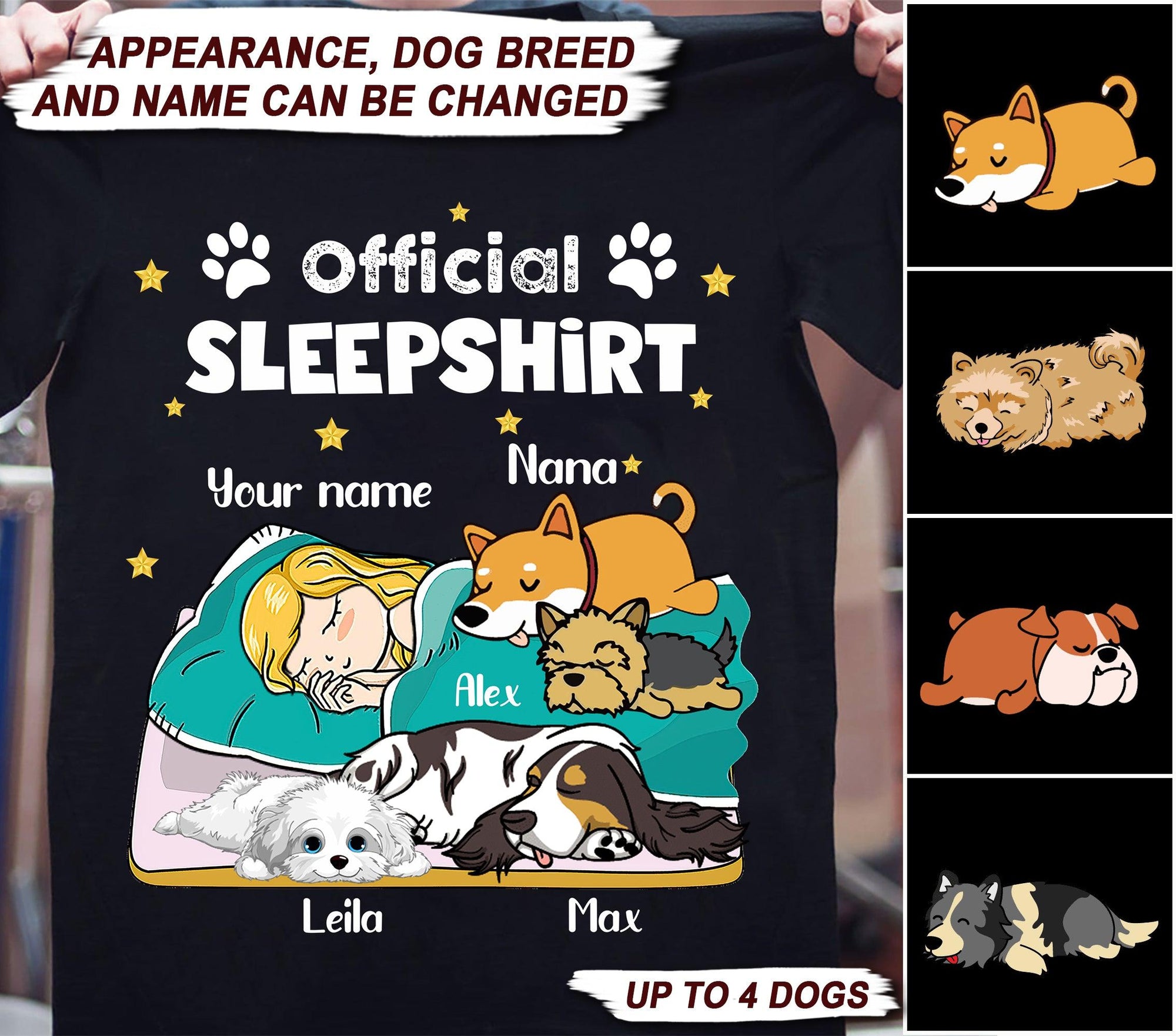 Offical Sleep Shirt Dog Personalized Shirt, Personalized Gift for Dog Lovers, Dog Dad, Dog Mom - TS092PS02 - BMGifts (formerly Best Memorial Gifts)