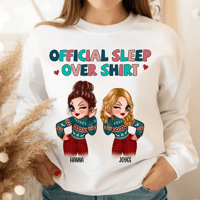 Official Sleep Over Shirt Bestie Personalized Shirt, Personalized Gift for Besties, Sisters, Best Friends, Siblings - TS439PS01 - BMGifts