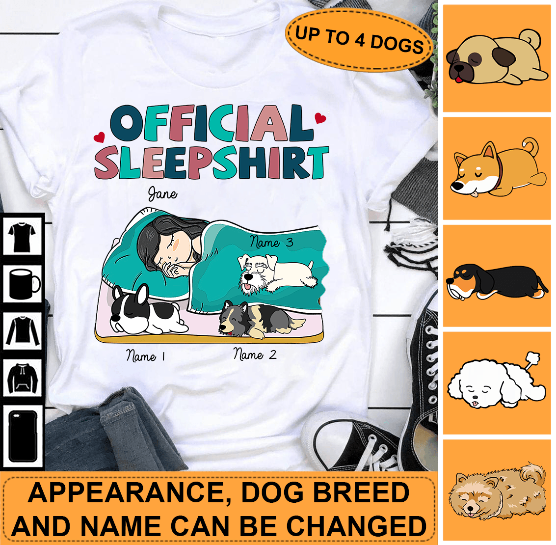Official Sleep Shirt Dog Personalized Shirt, Personalized Gift for Dog Lovers, Dog Dad, Dog Mom - TS086PS02 - BMGifts